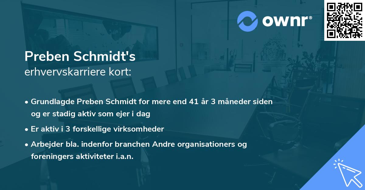 Preben Schmidt's erhvervskarriere kort