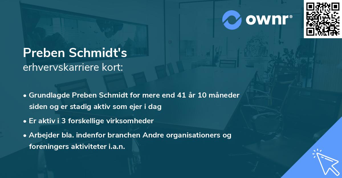 Preben Schmidt's erhvervskarriere kort