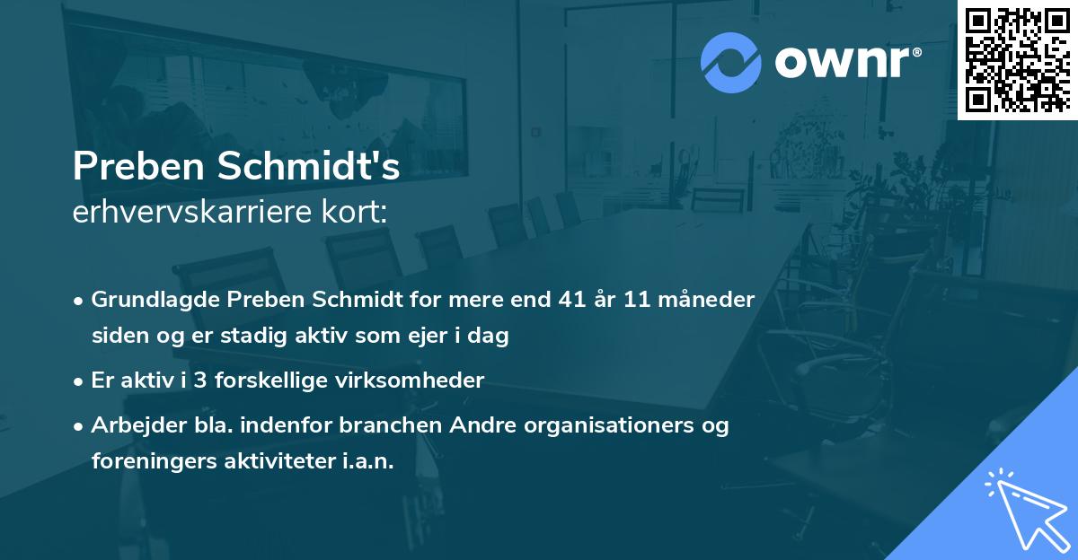 Preben Schmidt's erhvervskarriere kort