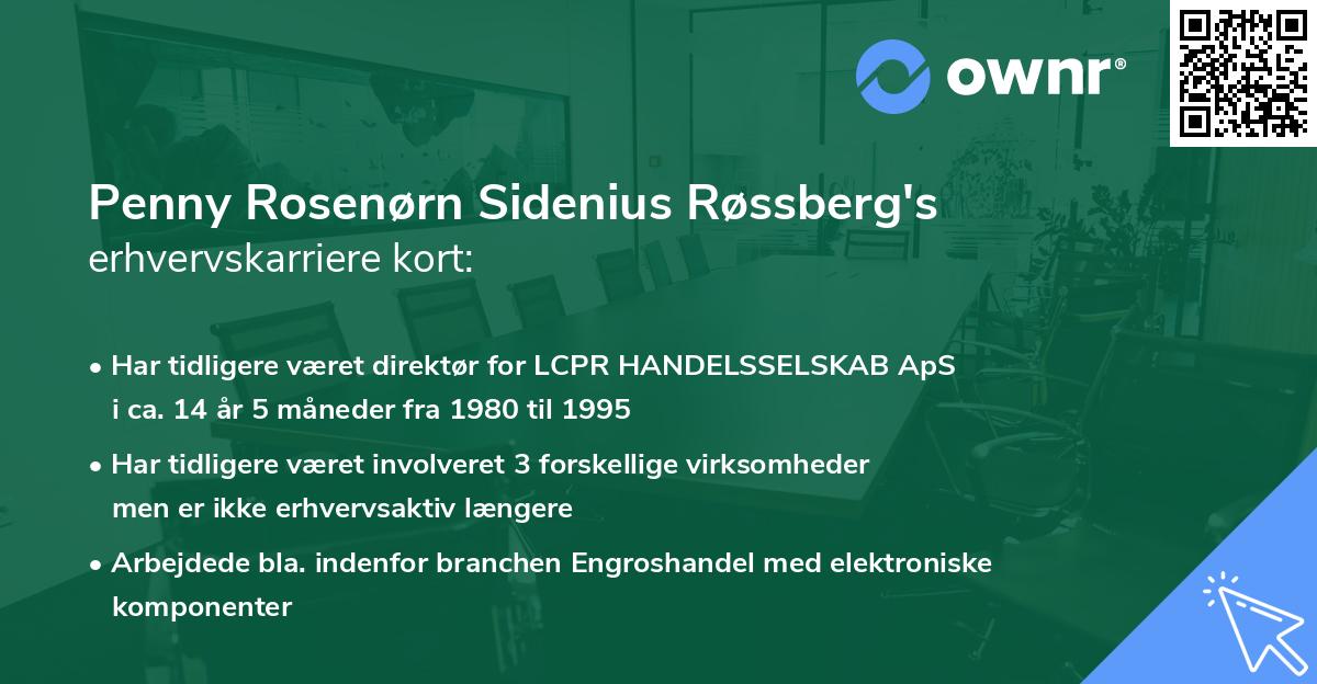 Penny Rosenørn Sidenius Røssberg's erhvervskarriere kort