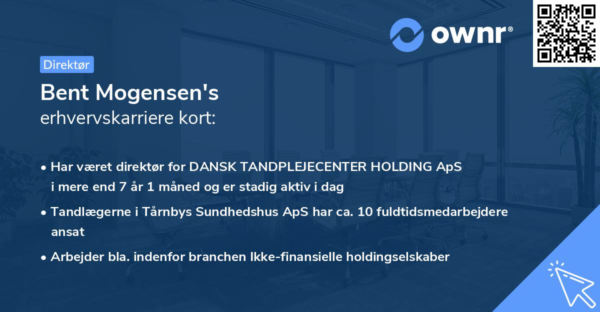 Bent Mogensen's erhvervskarriere kort