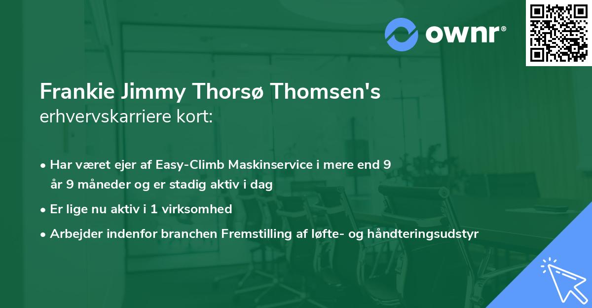 Frankie Jimmy Thorsø Thomsen's erhvervskarriere kort