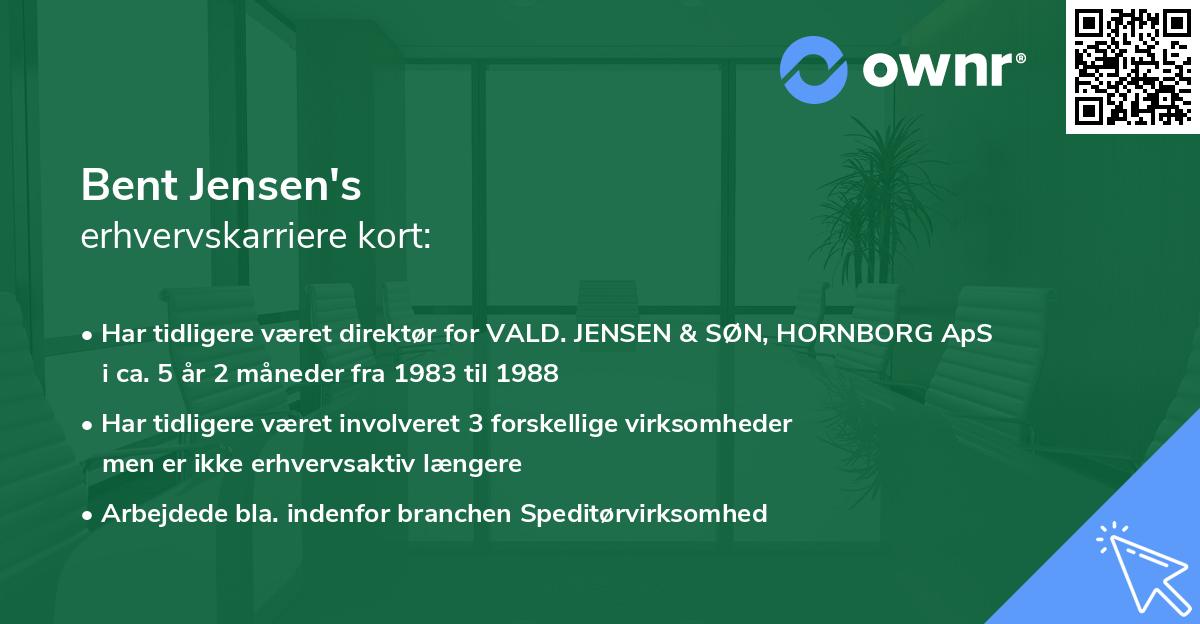 Bent Jensen's erhvervskarriere kort