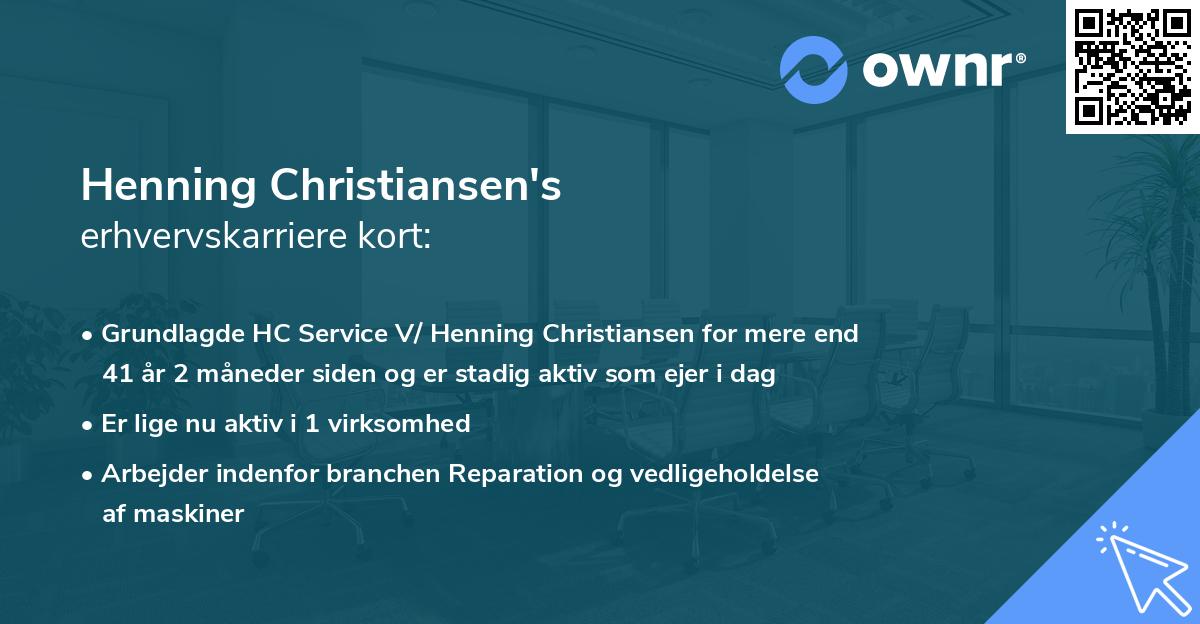 Henning Christiansen's erhvervskarriere kort