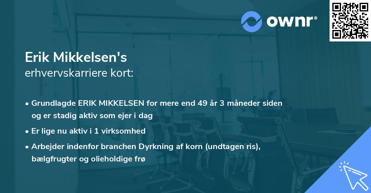 Erik Mikkelsen's erhvervskarriere kort