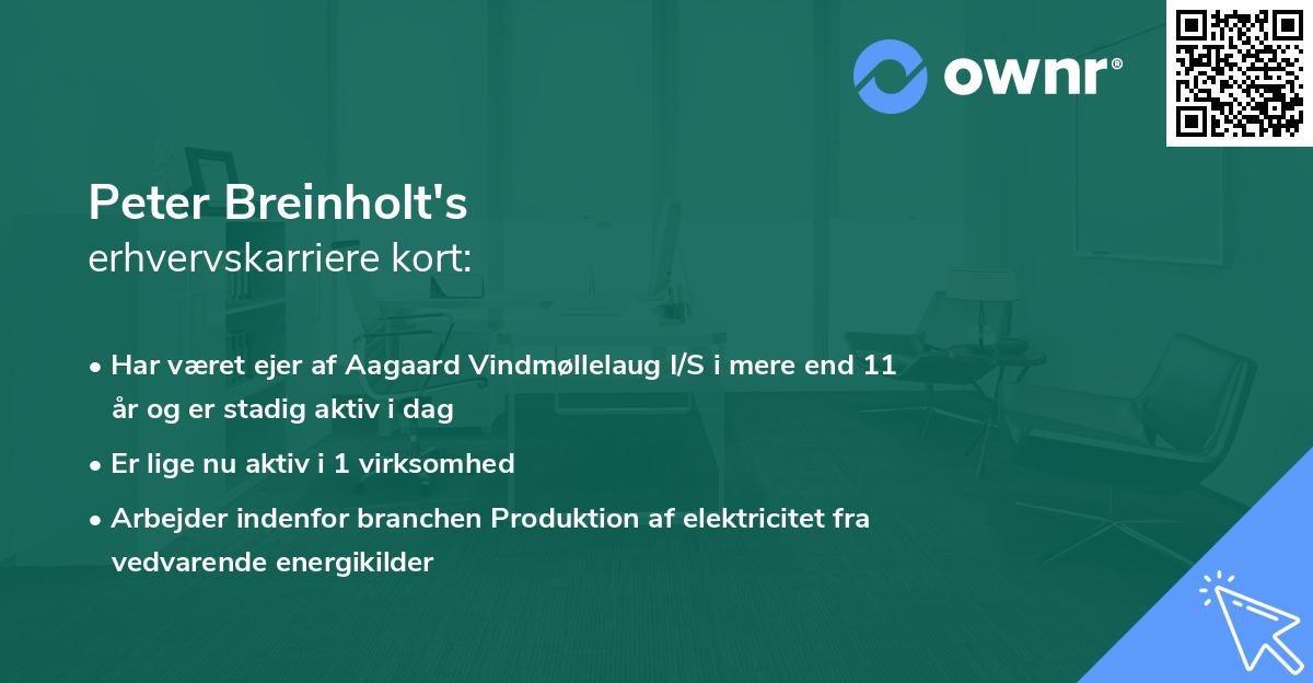 Peter Breinholt's erhvervskarriere kort