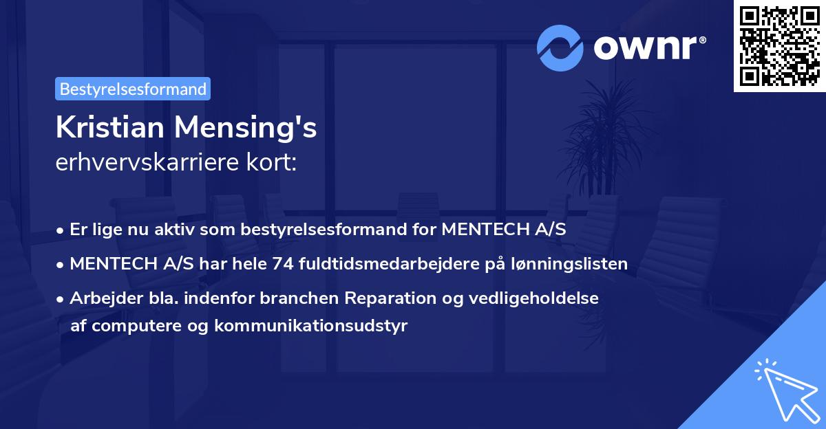 Kristian Mensing's erhvervskarriere kort
