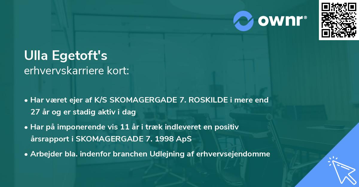 Ulla Egetoft's erhvervskarriere kort