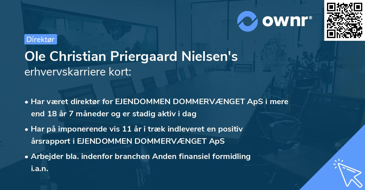 Ole Christian Priergaard Nielsen's erhvervskarriere kort