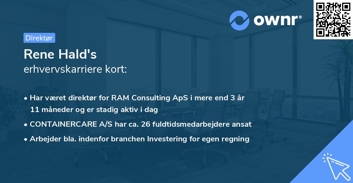 Rene Hald's erhvervskarriere kort