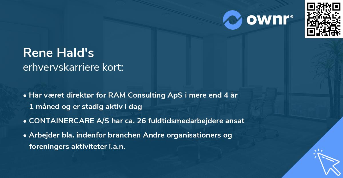 Rene Hald's erhvervskarriere kort