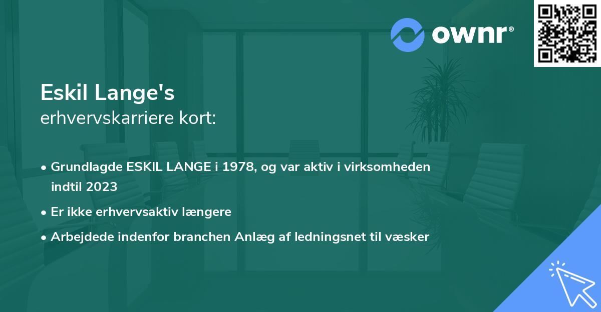 Eskil Lange's erhvervskarriere kort