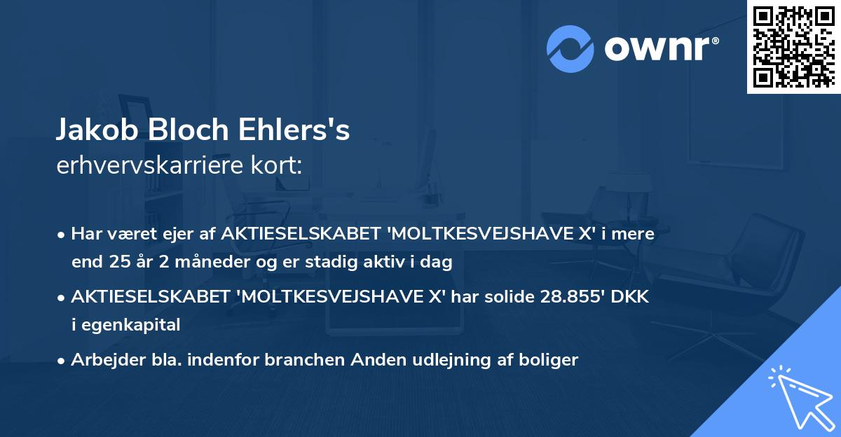 Jakob Bloch Ehlers's erhvervskarriere kort