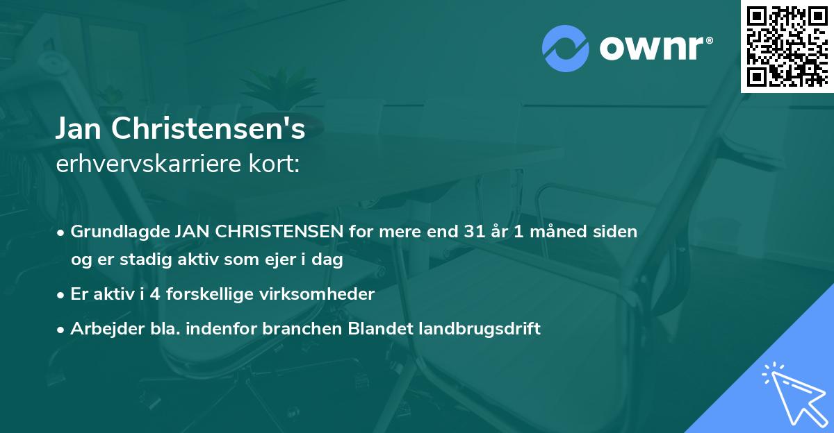 Jan Christensen's erhvervskarriere kort