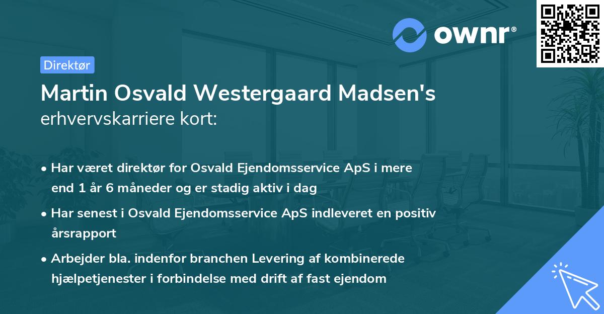 Martin Osvald Westergaard Madsen's erhvervskarriere kort