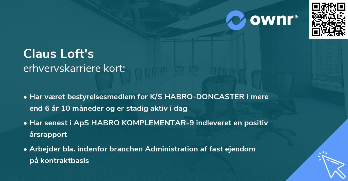 Claus Loft's erhvervskarriere kort