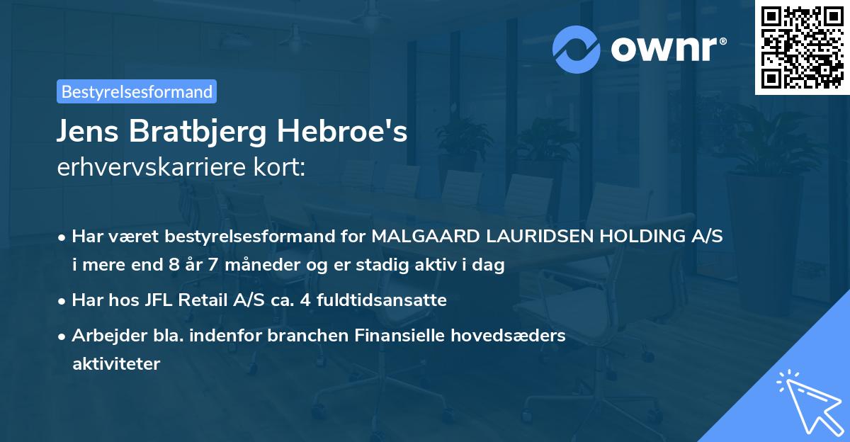 Jens Bratbjerg Hebroe's erhvervskarriere kort