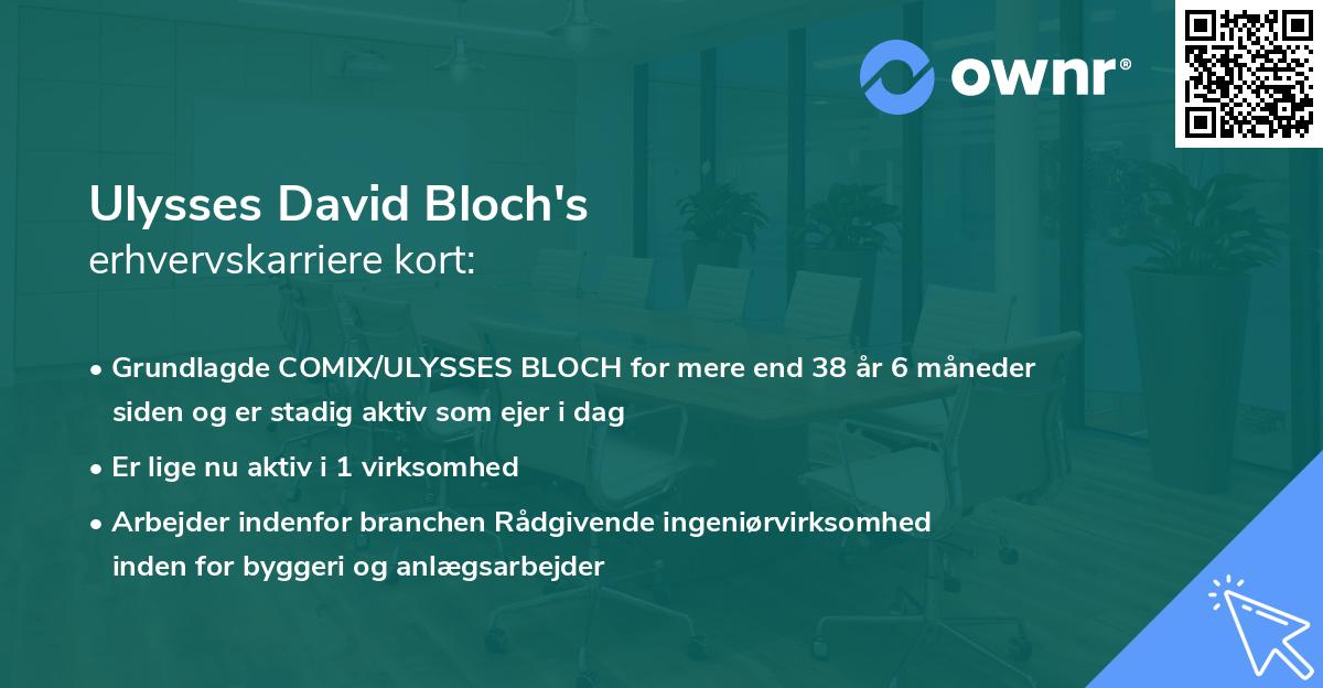 Ulysses David Bloch's erhvervskarriere kort