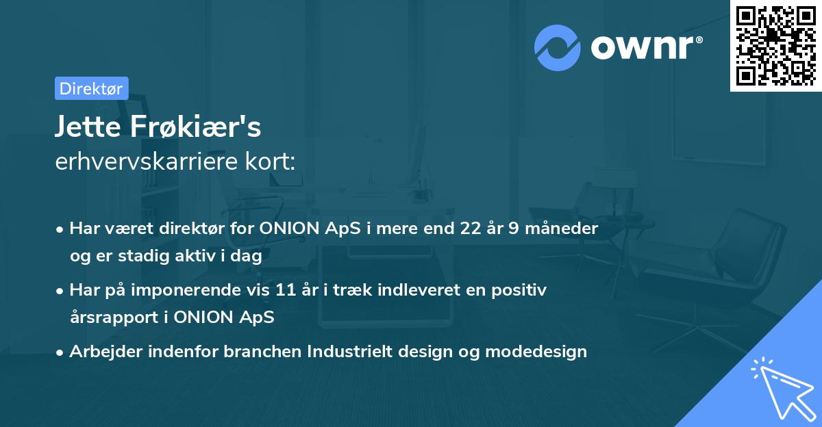 Jette Frøkiær's erhvervskarriere kort