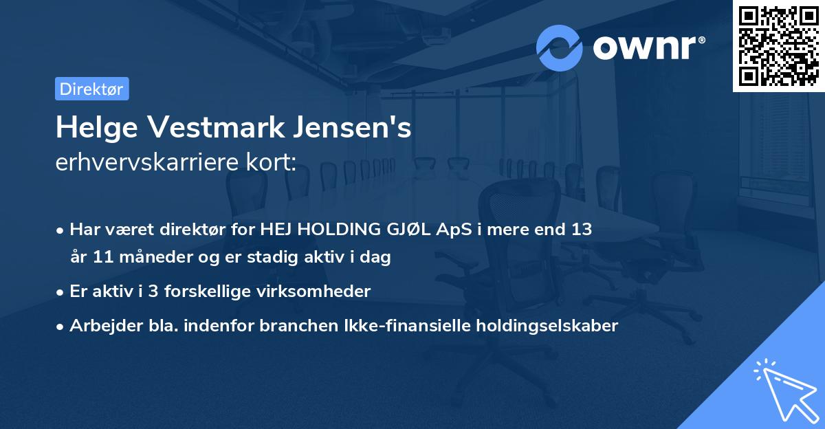 Helge Vestmark Jensen's erhvervskarriere kort