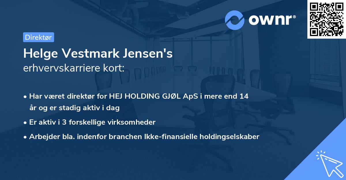 Helge Vestmark Jensen's erhvervskarriere kort