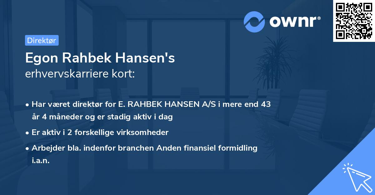 Egon Rahbek Hansen's erhvervskarriere kort