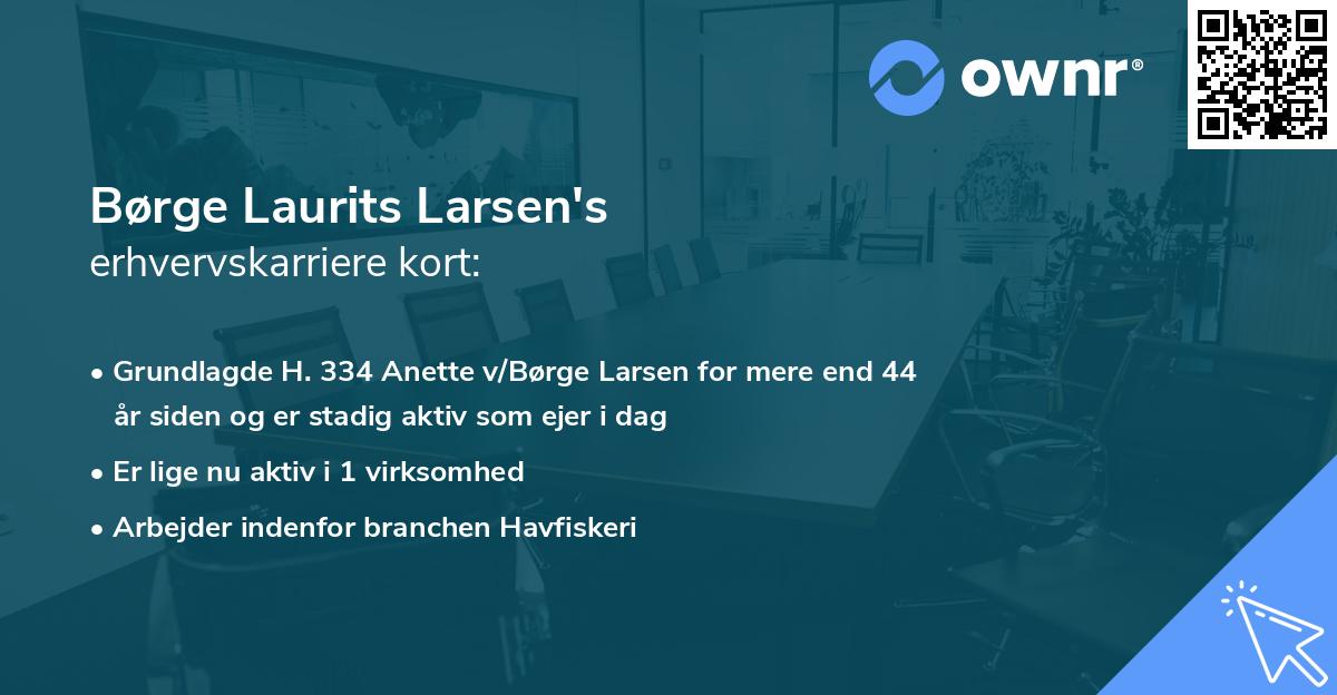 Børge Laurits Larsen's erhvervskarriere kort