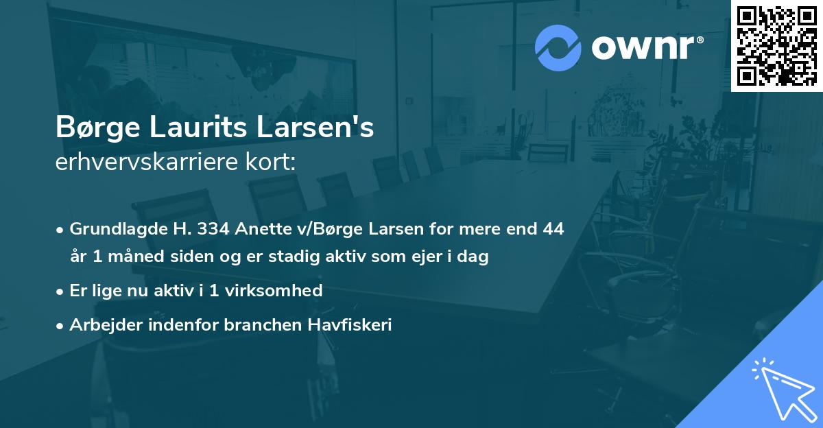 Børge Laurits Larsen's erhvervskarriere kort