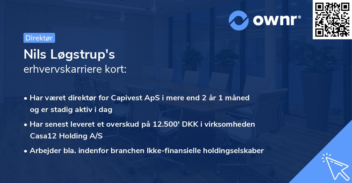 Nils Løgstrup's erhvervskarriere kort