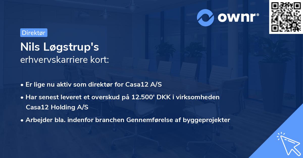 Nils Løgstrup's erhvervskarriere kort