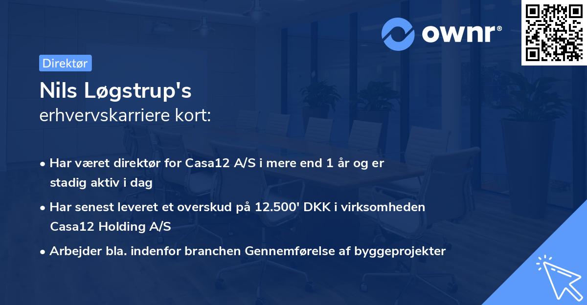 Nils Løgstrup's erhvervskarriere kort