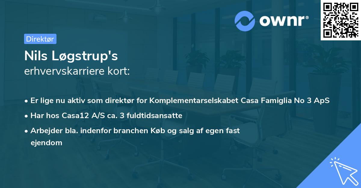Nils Løgstrup's erhvervskarriere kort