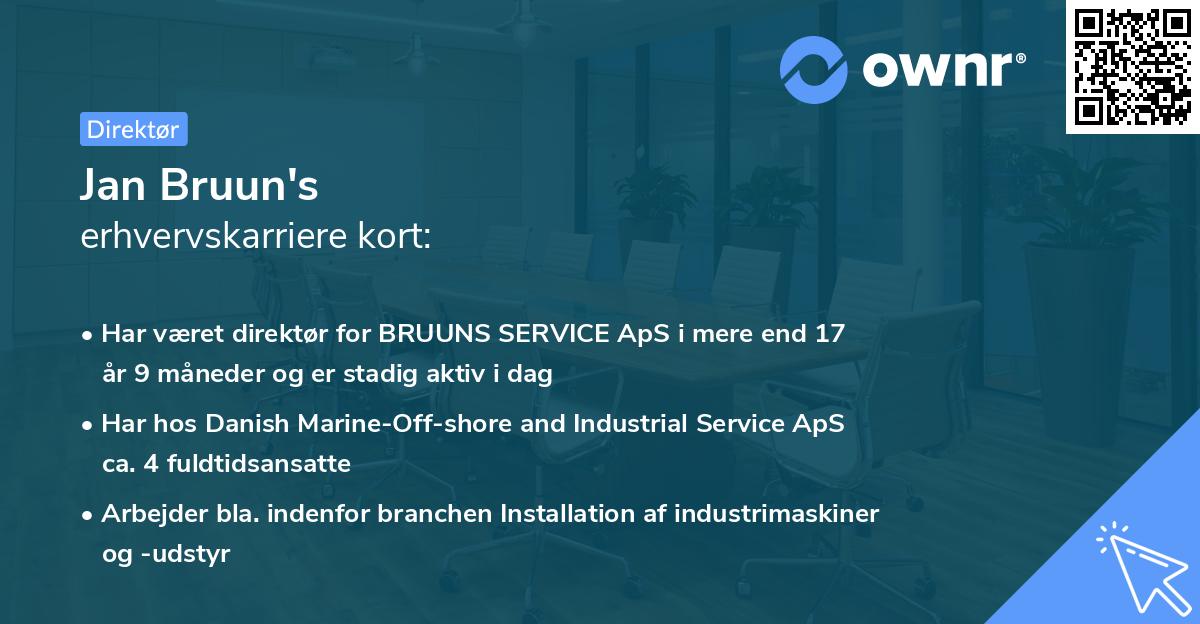 Jan Bruun's erhvervskarriere kort