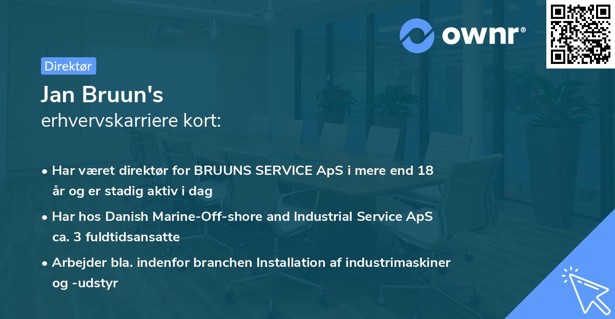 Jan Bruun's erhvervskarriere kort