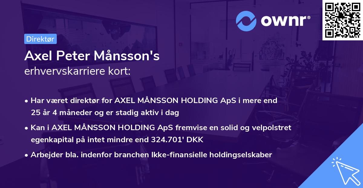 Axel Peter Månsson's erhvervskarriere kort