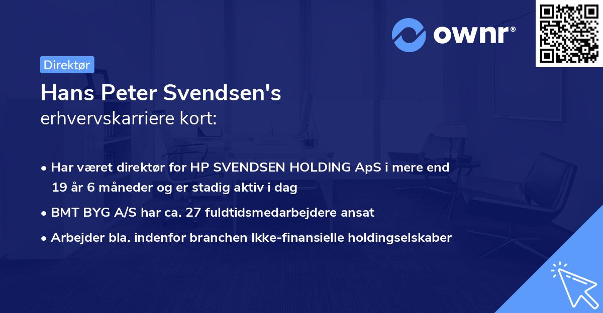 Hans Peter Svendsen's erhvervskarriere kort