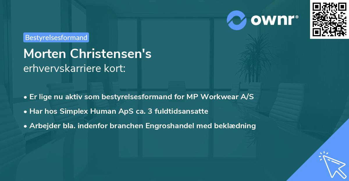 Morten Christensen's erhvervskarriere kort