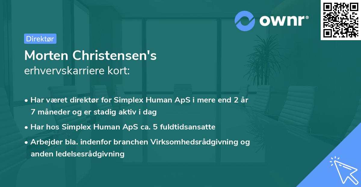 Morten Christensen's erhvervskarriere kort