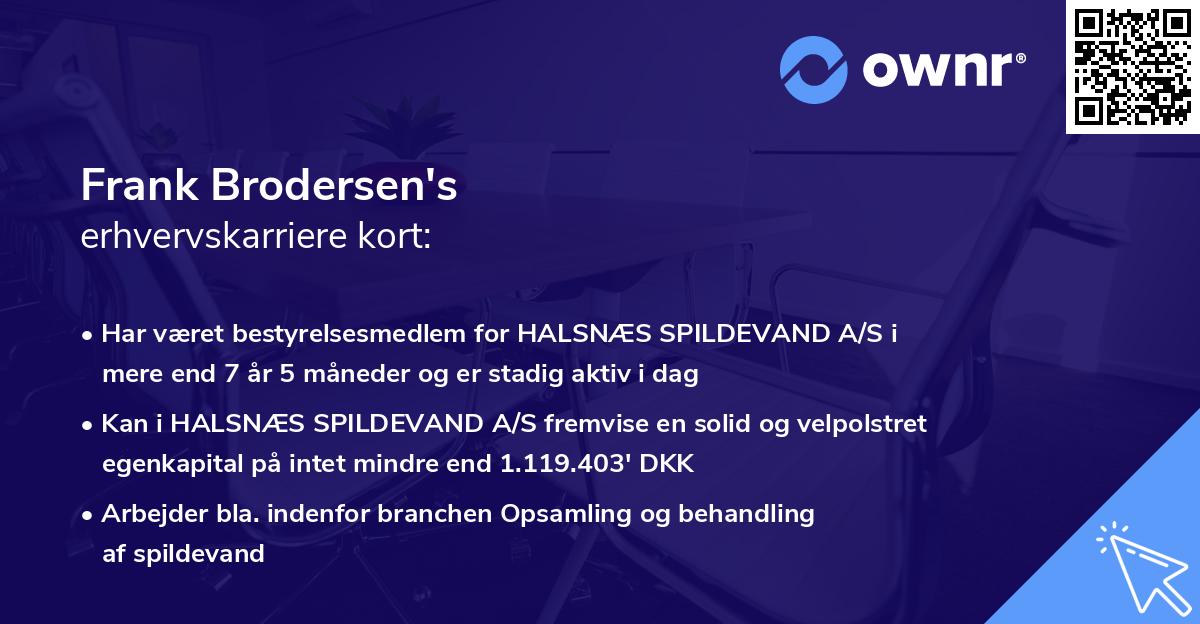 Frank Brodersen's erhvervskarriere kort