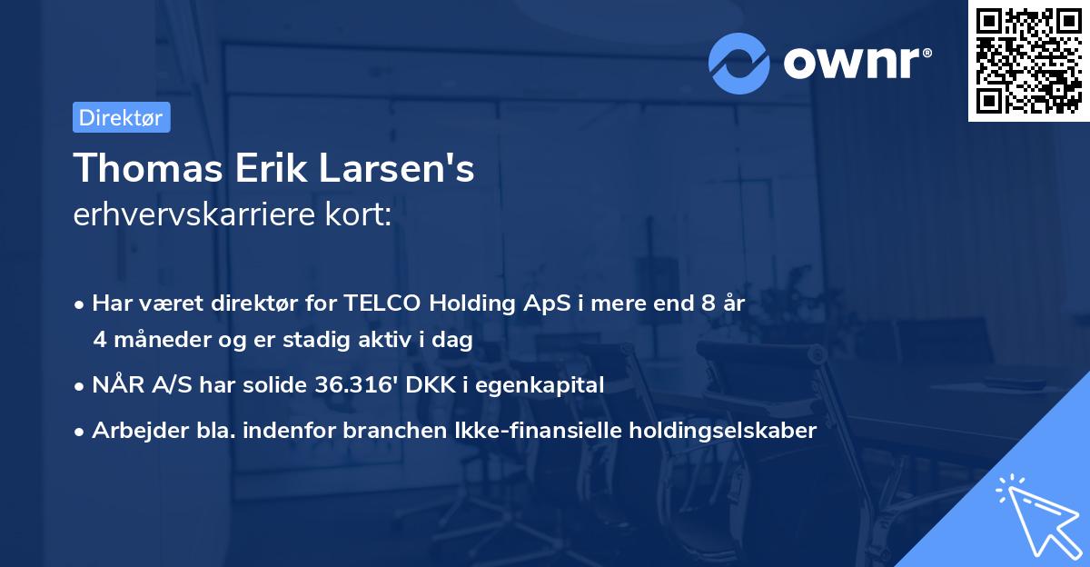 Thomas Erik Larsen's erhvervskarriere kort