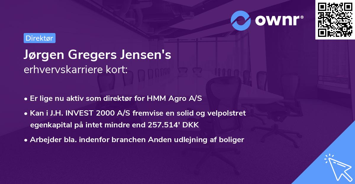 Jørgen Gregers Jensen's erhvervskarriere kort