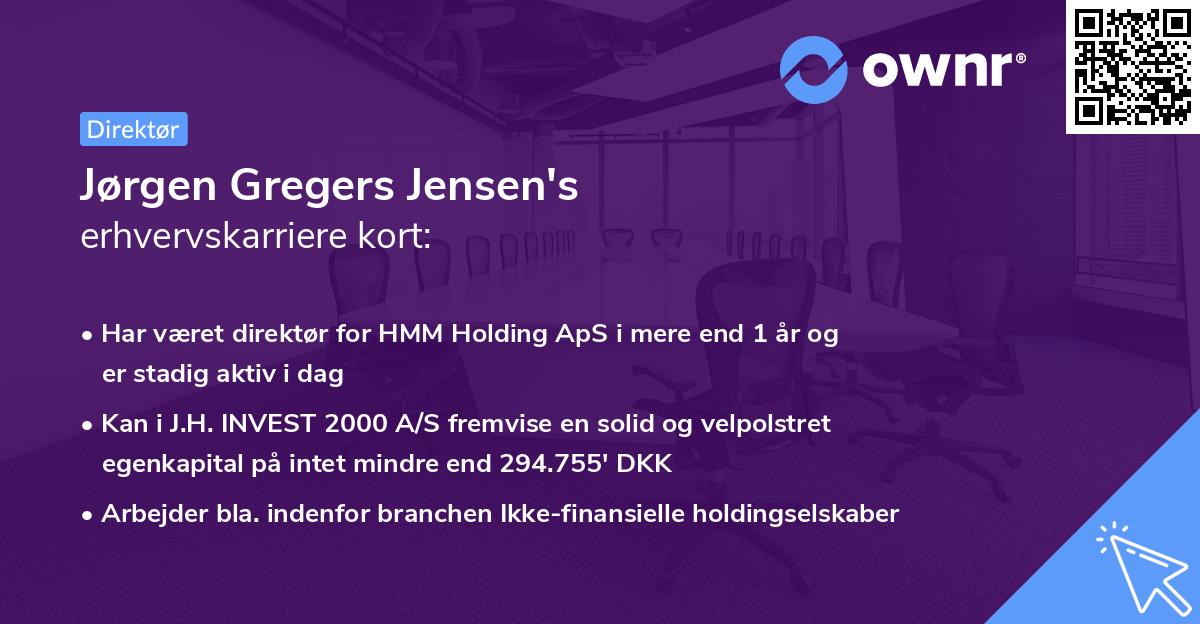 Jørgen Gregers Jensen's erhvervskarriere kort