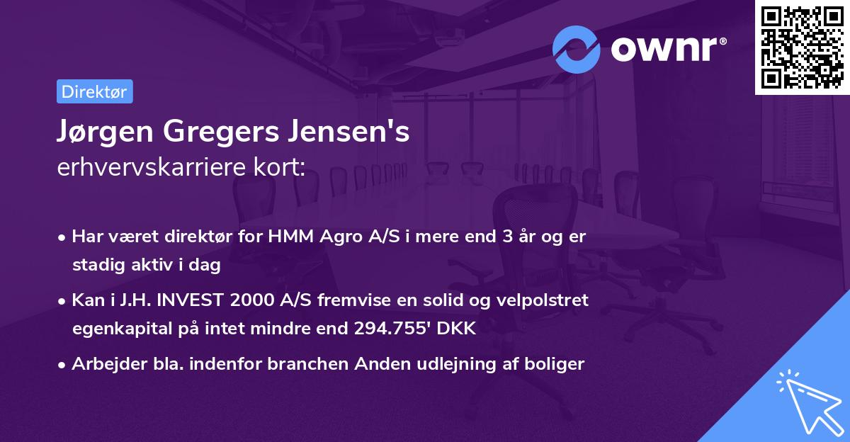 Jørgen Gregers Jensen's erhvervskarriere kort