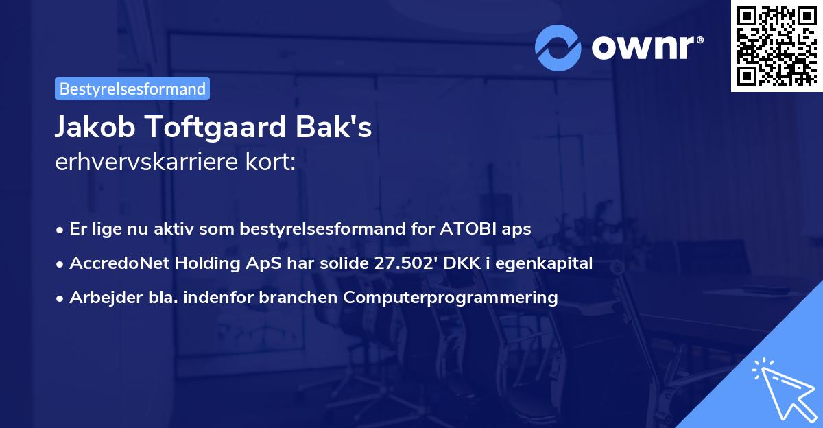 Jakob Toftgaard Bak's erhvervskarriere kort