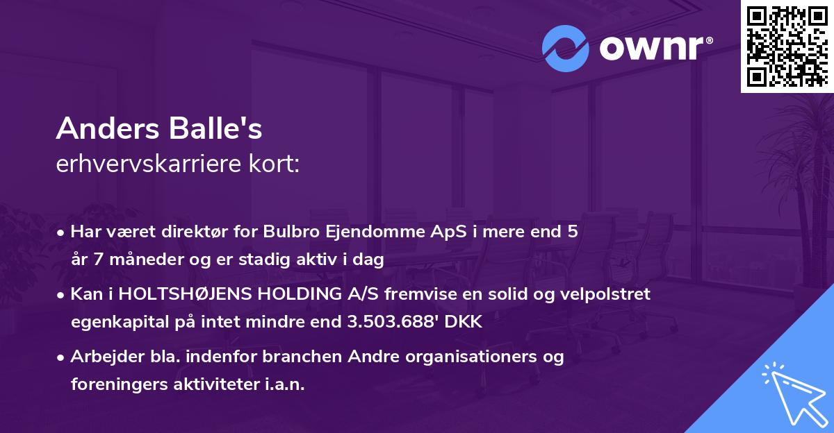 Anders Balle's erhvervskarriere kort