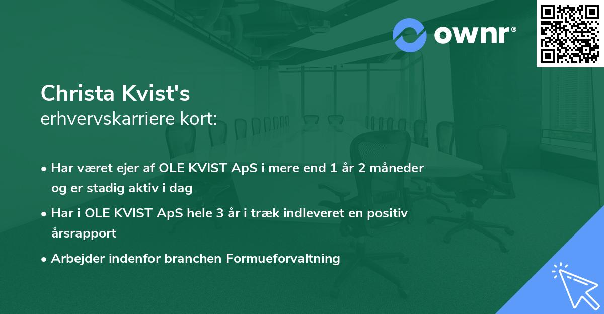 Christa Kvist's erhvervskarriere kort