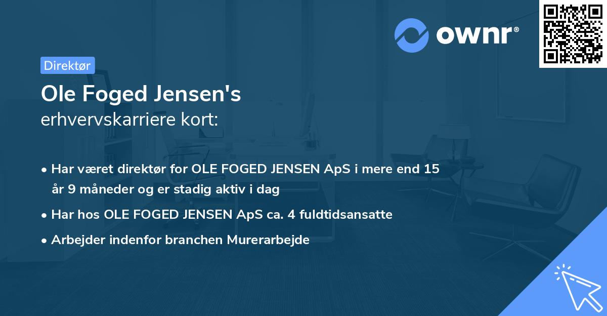 Ole Foged Jensen's erhvervskarriere kort