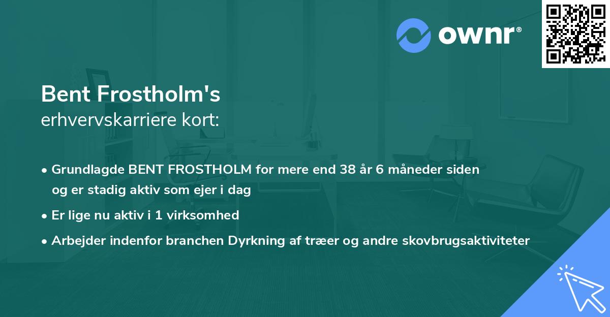 Bent Frostholm's erhvervskarriere kort