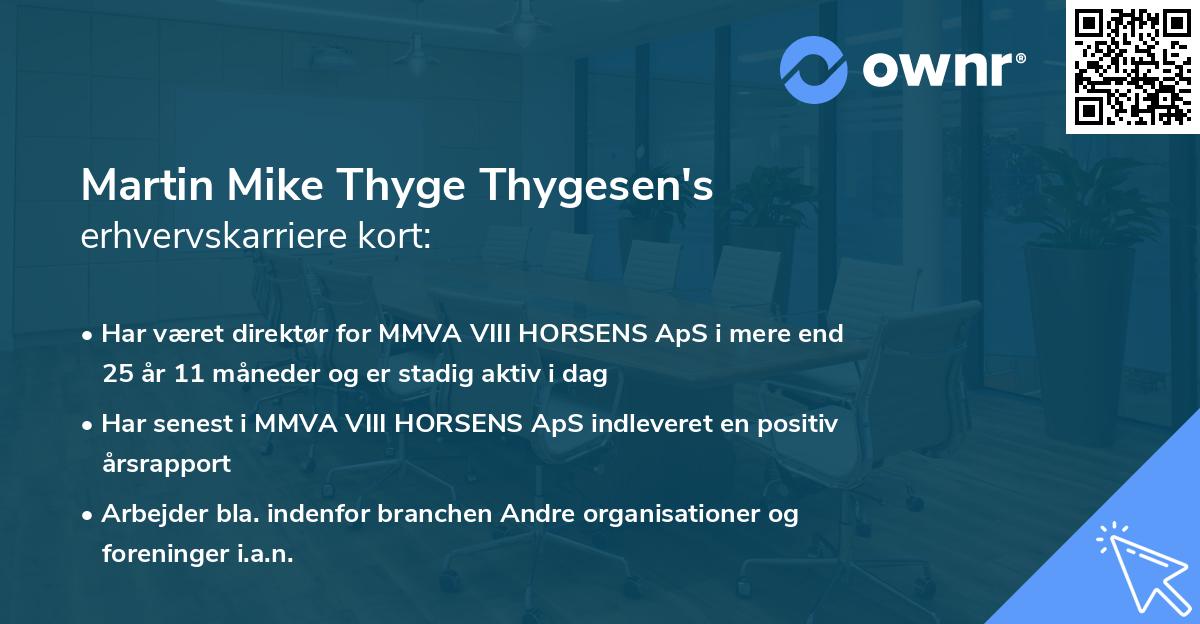 Martin Mike Thyge Thygesen's erhvervskarriere kort