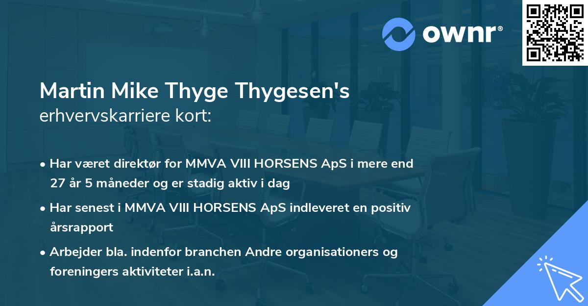 Martin Mike Thyge Thygesen's erhvervskarriere kort